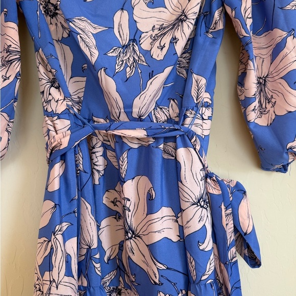 Eliza J Tiered Floral Blue Pink Off Shoulder Midi Maxi Easter Dress Women 2 - Picture 4 of 7